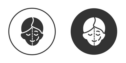 Facelifting procedure icon silhouette symbol. Vector isolated illustration