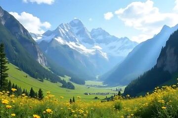 Fototapeta premium alpine meadow in switzerland