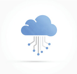 Modern Cloud Computing Icon for Technology Solutions and Digital Transformation with Integrated Circuitry