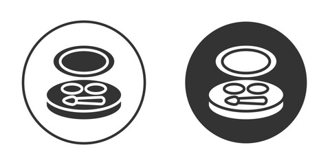 Cosmetic powder with mirror icon silhouette symbol. Vector isolated illustration
