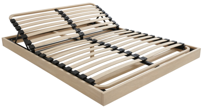 adjustable wooden slatted bed base provides comfortable mattress support