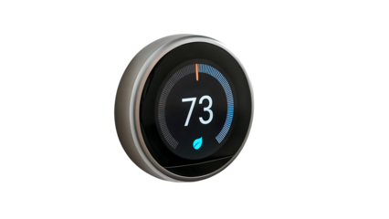 Nest thermostat temperature control smart home automation energy efficiency home comfort technology 73 isolated on transparent background