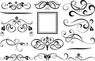 Elegant black flourishes and ornate decorative elements collection
