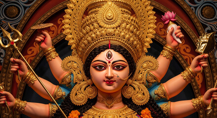 Majestic Idol of Goddess Durga with Traditional Ornaments