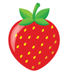 Obraz premium Vibrant strawberry illustration with leafy green stem