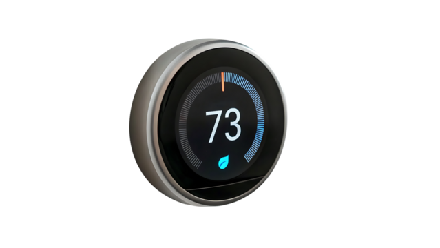 Nest thermostat temperature control smart home automation energy efficiency home comfort technology 73 isolated on transparent background