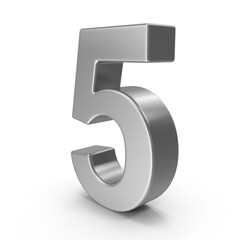 3D Metal Number Five Rendering Digit Graphic Element  png