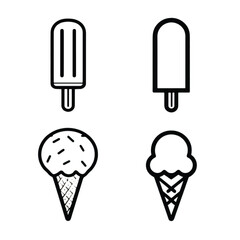 Vector illustration of ice cream and popsicles icons in black and white design for summer treat concepts and dessert enjoyment