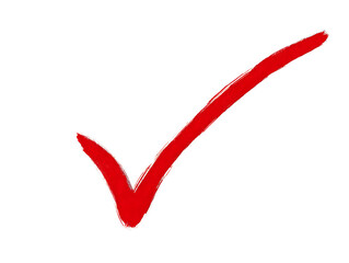 Red Grunge Checkmark on Transparent Background