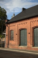 Lunde town in Sweden - old brick building