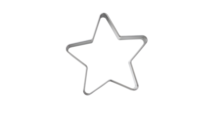 Metallic starshaped cookie cutter on isolated background for baking and kitchen concepts