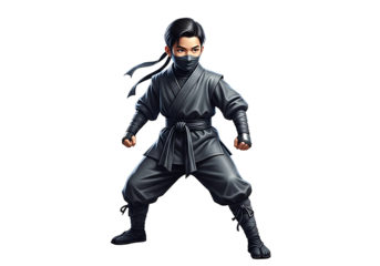 A young ninja figure in a dark martial arts outfit.