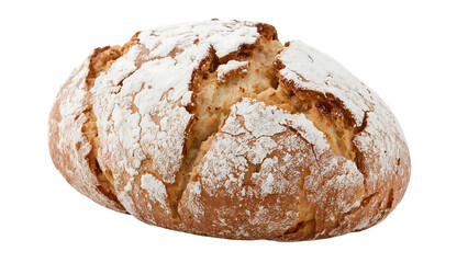 Rustic artisan bread with flour dusting on a isolated background