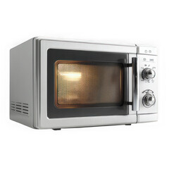 Fototapeta premium A modern microwave oven sits on a countertop ready for use in a contemporary kitchen setting isolated on transparent background