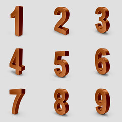 3D Number Set 09 Brown Numerals  png