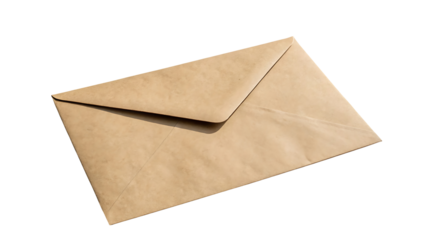  brown envelope for mail sending and receiving letters and invitations for business use isolated on transparent background