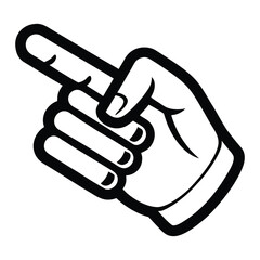 Black and white hand pointing finger icon
