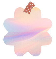 Holographic reminder png with flower shape and washi tape journal design element