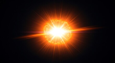 Obraz premium 輝く太陽 強烈な光線 宇宙空間 神秘的輝き. AI Generated