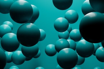 Abstract colorful blue balls. Chaotic scatter spheres. Festive party wallpaper. 3d render creative background.