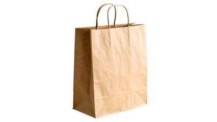 brown paper bag shopping retail grocery carryout merchandise packaging eco friendly container isolated on transparent background