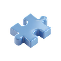 Fototapeta premium Unlock your next project with this striking, glossy blue puzzle piece, symbolizing connection and solutions for modern business challenges.