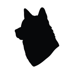 Black canine head silhouette profile akita animal