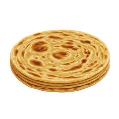 Stack of golden-brown flatbreads on a plain background, ideal for culinary presentations