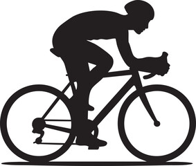 Fototapeta premium Silhouette of a Cyclist Riding a Bicycle on a Transparent Path