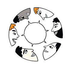 Diverse Group of People Forming a Communication Circle