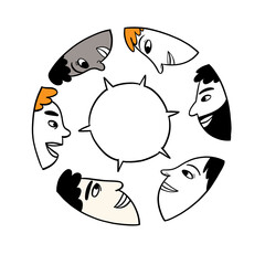 Diverse Group of People Forming a Communication Circle