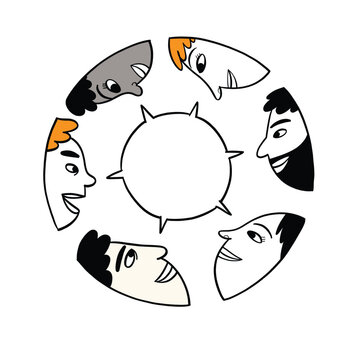 Diverse Group of People Forming a Communication Circle