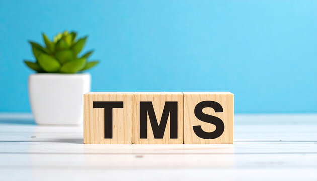 Wood cubes with abbreviation TMS. Transcranial Magnetic Stimulation. Neuroscience and psychiatry