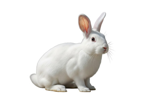 A white rabbit against a black background.