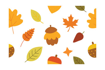 Seamless Autumn Pattern with Stylized Seasonal Elements