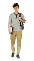 Smiling student png, teenage boy, transparent background