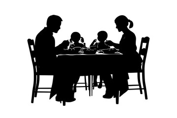 Family enjoying eating together at dining table