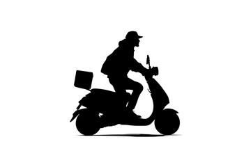 Silhouette of a delivery rider on scooter