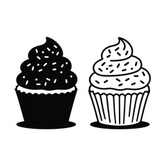 Delicious Cupcakes in Black and White A Sweet Treat for All Occasions Simple Vector Illustration