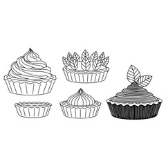 Hand Drawn Tart Illustration with Different Toppings Coloring Page for Kids and Adults Sweet Treat Concept