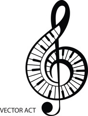 treble clef piano vector silhouette, music logo, musical design, piano keys circle, artistic music symbol, melody icon, creative music art, black and white music symbol, instrumental icon, piano and c