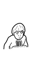child blow birthday cake illustration