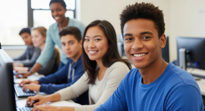 High school computer lab session