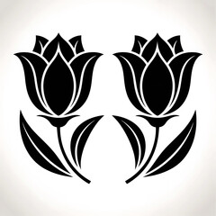 Two black floral designs create a decorative symmetrical pattern