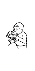 baby eat cake illustration