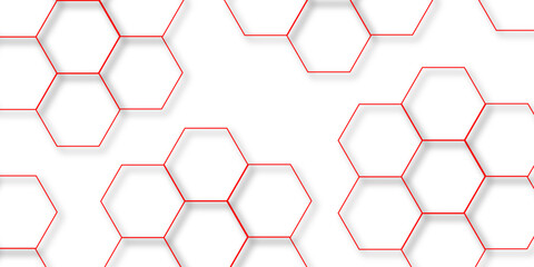 abstract geometric red texture background red hexagon 3D background texture. 3d rendering illustration. Clear pattern abstract background hexagon .Futuristic abstract banner.