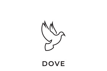 dove of peace symbol, Dove silhouette logo, dove logo with outline style