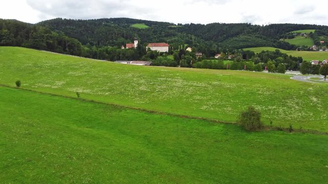 Aerial View of Gest&uuml;t Piber in Voitsberg, Styria &ndash; Historic Lipizzaner Horse Stud Farm in Austria