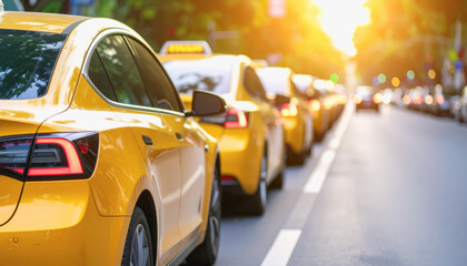 Bright Yellow Electric Taxi Car