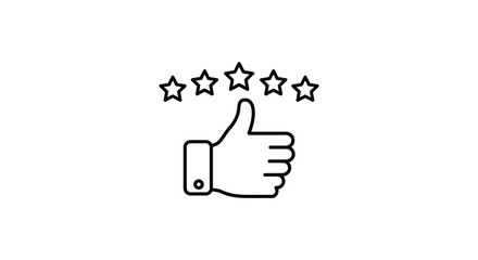 Thumbs up with five stars symbolizing excellent rating and positive feedback